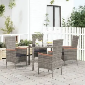 Garden chairs with cushions, 4 units, synthetic gray rattan by vidaXL, Garden chairs - Ref: Foro24-319528, Price: 327,78 €, D...