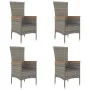 Garden chairs with cushions, 4 units, synthetic gray rattan by vidaXL, Garden chairs - Ref: Foro24-319528, Price: 288,43 €, D...