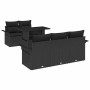 Conjunto de sofá de jardín con cojín 6 pcs Negro Poliratán