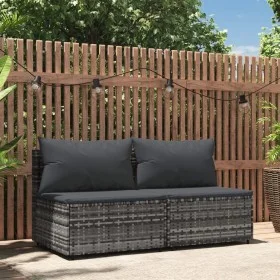 Central garden sofas with cushions 2 units gray synthetic rattan by vidaXL, Outdoor sofas - Ref: Foro24-319770, Price: 114,54...
