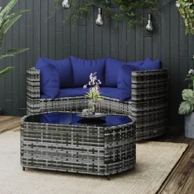 4-teiliges Gartenmöbel-Set und graue synthetische Rattankissen von vidaXL, Gartensets - Ref: Foro24-319856, Preis: 265,99 €, ...