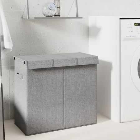 Gray synthetic linen folding laundry basket 64.5x34.5x59 cm by vidaXL, Laundry baskets - Ref: Foro24-351041, Price: 29,21 €, ...