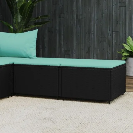 Reposapiés de jardín con cojines 2 uds ratán sintético negro de vidaXL, Otomanas de exterior - Ref: Foro24-319805, Precio: 64...