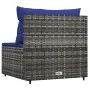 Sofá central de jardín con cojines ratán sintético gris by vidaXL, Outdoor sofas - Ref: Foro24-319849, Price: 52,37 €, Discou...