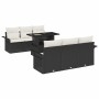 Conjunto de sofá de jardín con cojín 7 pcs Negro Poliratán