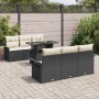 Conjunto de sofá de jardín con cojín 7 pcs Negro Poliratán