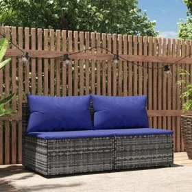 Central garden sofas with cushions 2 units gray synthetic rattan by vidaXL, Outdoor sofas - Ref: Foro24-319850, Price: 107,07...