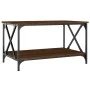 Mesa de centro madera y hierro roble marrón 80x50x45 cm de vidaXL, Mesas de centro - Ref: Foro24-823321, Precio: 53,95 €, Des...