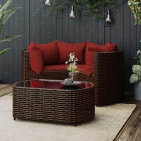 4-teiliges Gartenmöbel-Set und Kissen Kunstrattan braun von vidaXL, Gartensets - Ref: Foro24-319824, Preis: 275,87 €, Rabatt: %