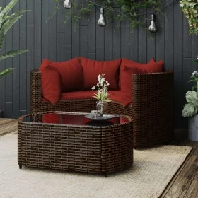 Garden furniture set 4 pieces with brown synthetic rattan cushions by vidaXL, Garden sets - Ref: Foro24-319824, Price: 263,45...