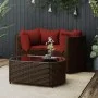Garden furniture set 4 pieces with brown synthetic rattan cushions by vidaXL, Garden sets - Ref: Foro24-319824, Price: 263,45...