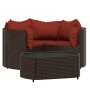 4-teiliges Gartenmöbel-Set und Kissen Kunstrattan braun von vidaXL, Gartensets - Ref: Foro24-319824, Preis: 275,87 €, Rabatt: %