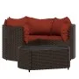 Garden furniture set 4 pieces with brown synthetic rattan cushions by vidaXL, Garden sets - Ref: Foro24-319824, Price: 263,45...