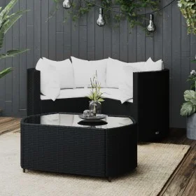 Garden set with cushions 4 pieces black synthetic rattan by vidaXL, Garden sets - Ref: Foro24-319744, Price: 211,73 €, Discou...