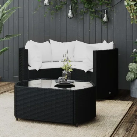 Garden set with cushions 4 pieces black synthetic rattan by vidaXL, Garden sets - Ref: Foro24-319744, Price: 211,73 €, Discou...
