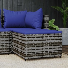 Gartenhocker mit grauem synthetischem Rattankissen von vidaXL, Hocker für den Außenbereich - Ref: Foro24-319852, Preis: 34,94...
