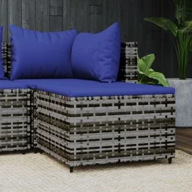Gartenhocker mit grauem synthetischem Rattankissen von vidaXL, Hocker für den Außenbereich - Ref: Foro24-319852, Preis: 36,57...
