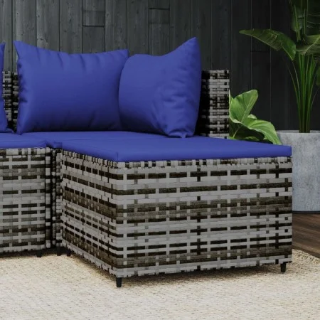 Gartenhocker mit grauem synthetischem Rattankissen von vidaXL, Hocker für den Außenbereich - Ref: Foro24-319852, Preis: 36,57...