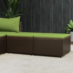 Garden footstool with cushions 2 pcs brown synthetic rattan by vidaXL, Outdoor ottomans - Ref: Foro24-319837, Price: 66,15 €,...