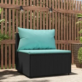 Central garden sofa with black synthetic rattan cushions by vidaXL, Outdoor sofas - Ref: Foro24-319801, Price: 62,30 €, Disco...