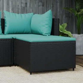 Gartenhocker mit schwarzem synthetischem Rattankissen von vidaXL, Hocker für den Außenbereich - Ref: Foro24-319804, Preis: 36...