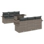 Conjunto de sofá de jardín con cojín 7 pcs Gris Poliratán