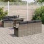 Conjunto de sofá de jardín con cojín 7 pcs Gris Poliratán