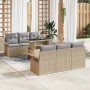 Conjunto de sofá de jardín con cojín 7 pcs Beige Poliratán