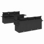 Conjunto de sofá de jardín con cojín 7 pcs Negro Poliratán
