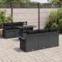 Conjunto de sofá de jardín con cojín 7 pcs Negro Poliratán