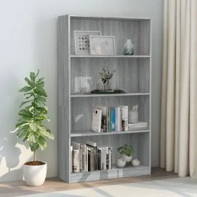 Sonoma gray plywood 4-tier shelving unit 80x24x142cm by vidaXL, Bookcases and shelves - Ref: Foro24-815391, Price: 64,69 €, D...