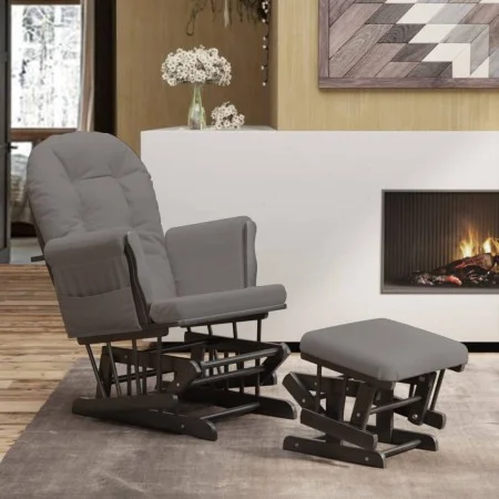 Stillstuhl mit Hocker aus dunkelgrauem Stoff von vidaXL, Schaukelstühle - Ref: Foro24-351667, Preis: 254,04 €, Rabatt: %