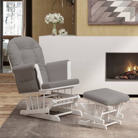 Stillstuhl mit Hocker aus hellgrauem Stoff von vidaXL, Schaukelstühle - Ref: Foro24-351662, Preis: 254,61 €, Rabatt: %