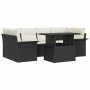 Conjunto de sofá de jardín con cojín 7 pcs Negro Poliratán