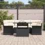 Conjunto de sofá de jardín con cojín 7 pcs Negro Poliratán