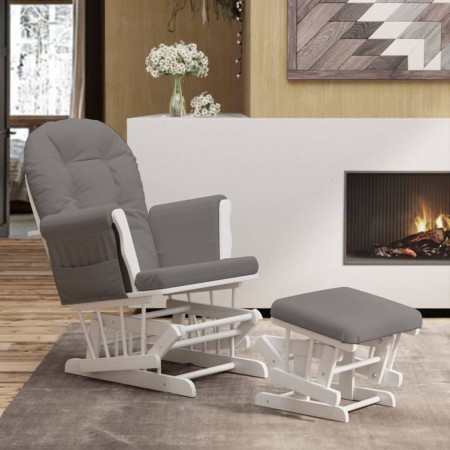 Sillón de lactancia con taburete tela gris oscuro de vidaXL, Mecedoras - Ref: Foro24-351661, Precio: 249,61 €, Descuento: %