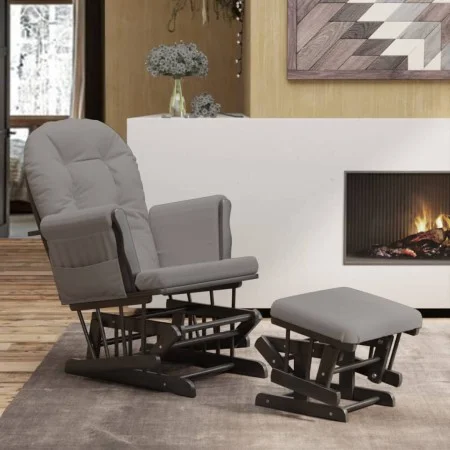 Stillstuhl mit Hocker aus hellgrauem Stoff von vidaXL, Schaukelstühle - Ref: Foro24-351666, Preis: 253,77 €, Rabatt: %
