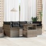 Conjunto de sofá de jardín con cojín 7 pcs Gris Poliratán