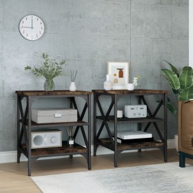 Mesas auxiliares 2 uds madera color roble ahumado 40x42x50 cm by vidaXL, Side tables - Ref: Foro24-825777, Price: 43,75 €, Di...
