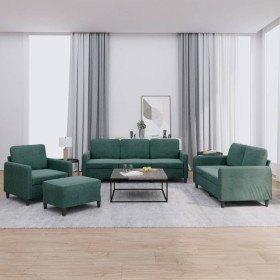 Juego de sofás 4 piezas terciopelo verde oscuro