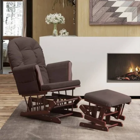 Nursing chair with brown fabric stool by vidaXL, Rocking chairs - Ref: Foro24-351664, Price: 245,99 €, Discount: %