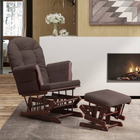 Stillstuhl mit braunem Stoffhocker von vidaXL, Schaukelstühle - Ref: Foro24-351664, Preis: 249,61 €, Rabatt: %