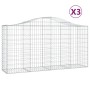 Gabion baskets 3 pcs arc shape iron 200x50x100/120cm by vidaXL, Pots and planters - Ref: Foro24-3145641, Price: 266,22 €, Dis...