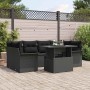Conjunto de sofá de jardín con cojín 7 pcs Negro Poliratán