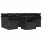 Conjunto de sofá de jardín con cojín 7 pcs Negro Poliratán
