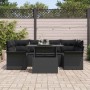 Conjunto de sofá de jardín con cojín 7 pcs Negro Poliratán