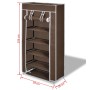Zapatero de tela con cubierta, marrón, 58 x 28 x 106 cm de vidaXL, Zapateros y organizadores de calzado - Ref: Foro24-240504,...