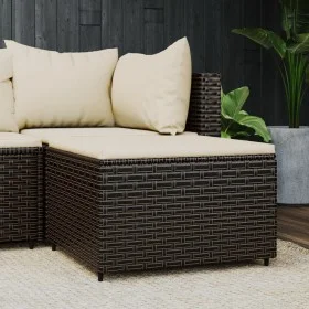 Gartenhocker mit braunem synthetischem Rattankissen von vidaXL, Hocker für den Außenbereich - Ref: Foro24-319756, Preis: 36,8...