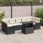 Conjunto de sofá de jardín con cojín 8 pcs Negro Poliratán