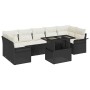 Conjunto de sofá de jardín con cojín 8 pcs Negro Poliratán